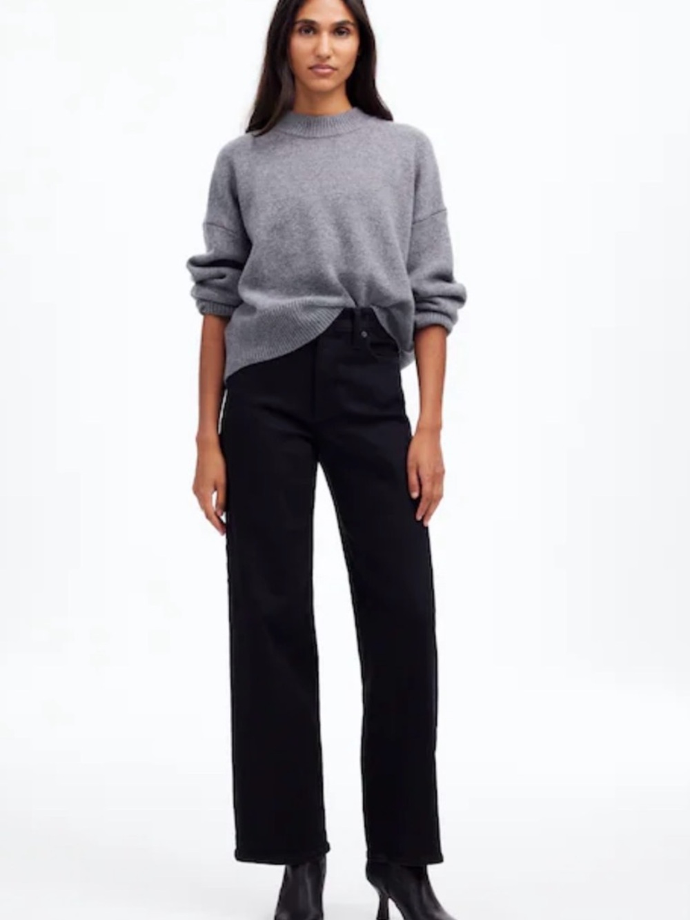 MADEWELL The Perfect Vintage Wide-Leg Jean High Rise Black Wash Size 24 Petite
